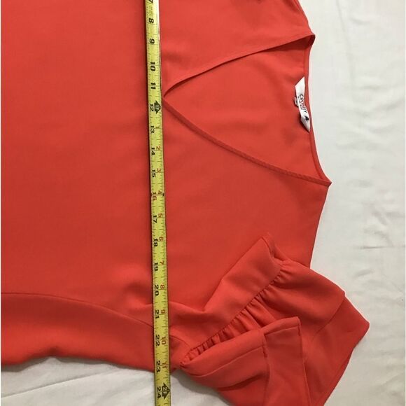 CROSBY by Mollie Burch Satin Flounce Sleeve Top Size Medium - Picture 5 of 8